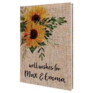 7″ x 9 3/4″ Burlap Sketch Book with White Unlined Notepad
