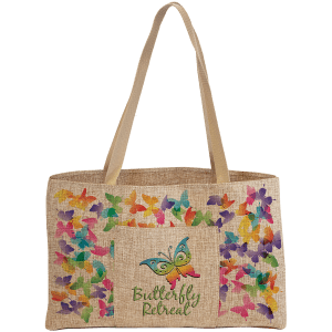 19″ x 12″ Burlap Shopping Bag with 5″ Gusset and Outside Pocket