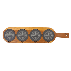 18 1/2″ x 4 1/4″ Acacia Wood/Slate Serving Board