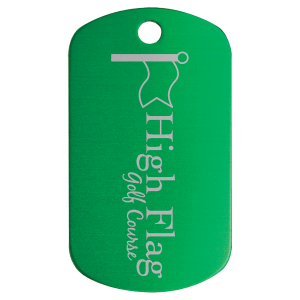 1″ x 2″ Green Aodized Aluminum  G.I. Tag