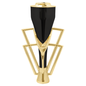 7 1/2″ Gold/Black Plastic Cup with Lid (Gold Holder, Black Cup, Gold Lid)
