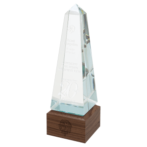 9 3/4″ Obelisk Sierra Glass with Walnut Base