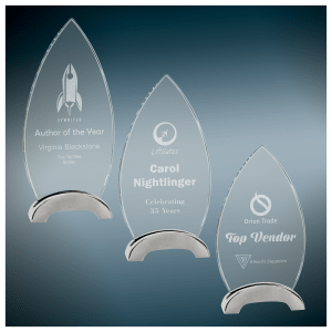 Oval Platinum Glass with Arch Metal Base Sample Set