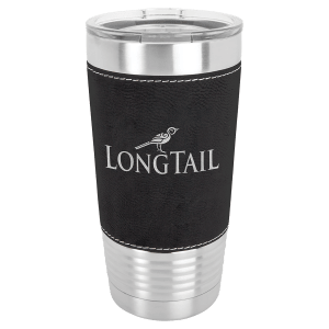 Polar Camel 20 oz. Black/Silver Leatherette Grip Tumbler with Standard Lid