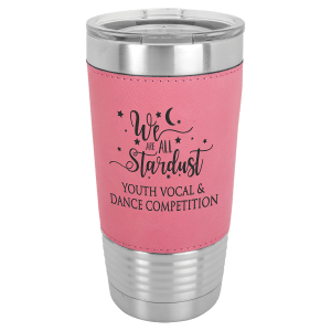 Polar Camel 20 oz. Pink Leatherette Grip Tumbler with Standard Lid