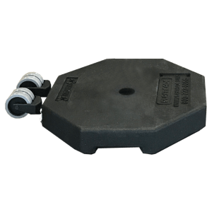 18 1/2″ (L) x 22 17/20″ (W) 30 lb. Rubber Base With Wheels