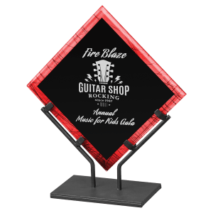 11 1/2″ Red Galaxy Acrylic Plaque with Iron Stand