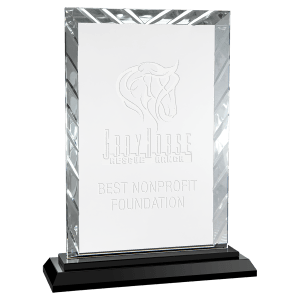 9″ Rectangle Accent Glass on Black Base