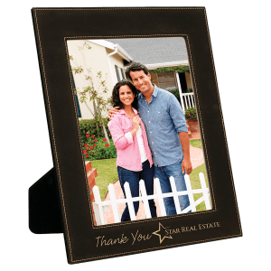 8″ x 10″ Black/Gold Laserable Leatherette Photo Frame