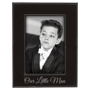 4″ x 6″ Black/Silver Laserable Leatherette Photo Frame