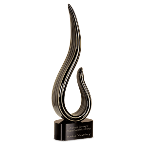 15″ Black & Gold Curve Art Glass