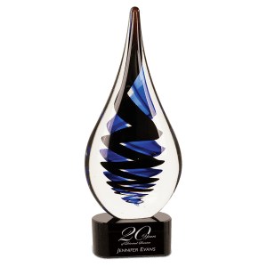 11 1/4″ Black Twist Raindrop Art Glass