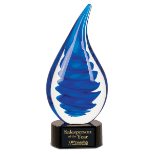10 1/4″ Blue Twist Raindrop Art Glass