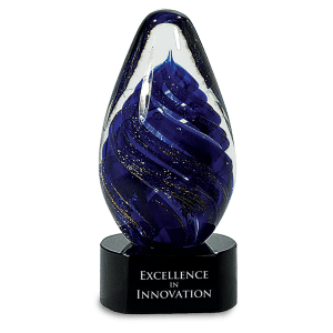 6 1/2″ Blue Tear Drop Art Glass