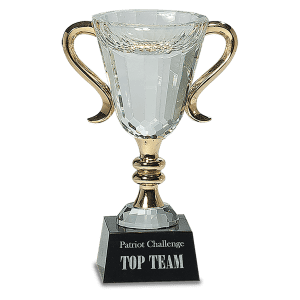 7 1/4″ Crystal Cup with Gold Handles and Stem