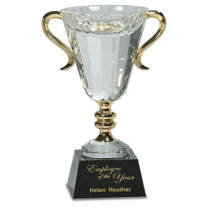 10″ Crystal Cup with Gold Handles and Stem