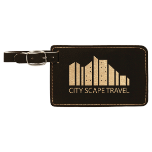 4 1/4″ x 2 3/4″ Black/Gold Laserable Leatherette Luggage Tag