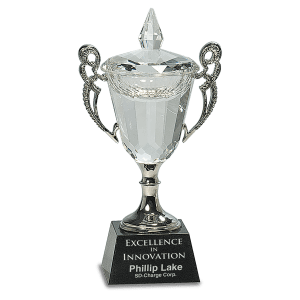 8″ Crystal Cup with Silver Handles and Stem