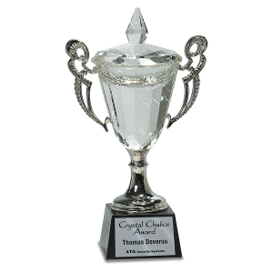 11 1/4″ Crystal Cup with Silver Handles and Stem