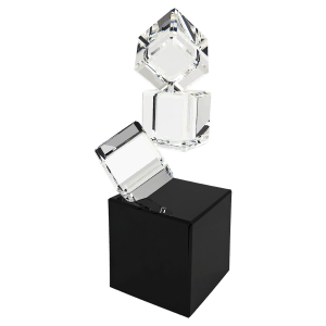 8″ Triple Crystal Blocks on a Black Base