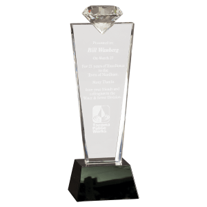 11″ Crystal Diamond Top Award on Black Pedestal Base