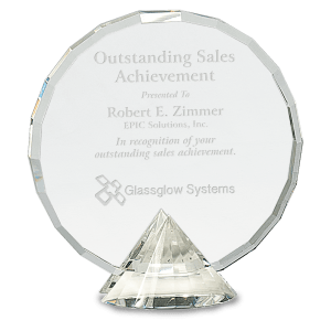 6 1/2″ Clear Round Crystal on Clear Diamond Base