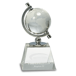 6″ Crystal Spinning Globe on Clear Base