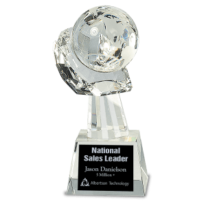 8″ Clear Crystal Globe in Hand