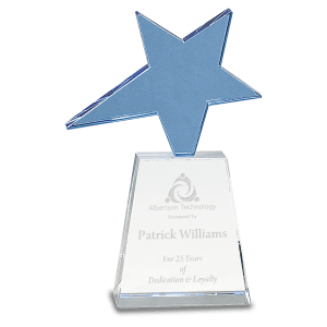 8″ Blue Crystal Star on Clear Pedestal Base