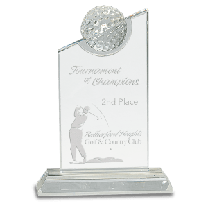 7 1/4″ Clear Crystal with Inset Crystal Golf Ball on Clear Base
