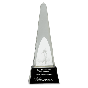 10 1/4″ Clear Crystal 3D Golf Spire on Black Pedestal Base