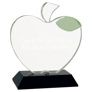 5 1/2″ x 6 1/4″ Crystal Apple on Black Base