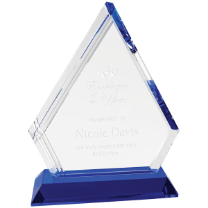 7 3/4″ Crystal Diamond on Blue Pedestal Base