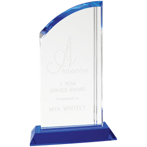 10 1/2″ Crystal Arch with Blue Base
