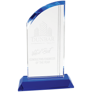 8 3/4″ Crystal Arch with Blue Base
