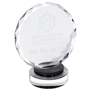 7″ Round Facet Crystal on Black & Clear Round Base
