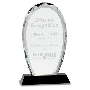 9″ Oval Facet Crystal on Black Pedestal Base
