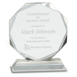 6″ Clear Crystal Octagon on Clear Pedestal Base