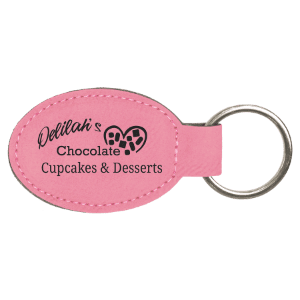 3″ x 1 3/4″ Pink Laserable Leatherette Oval Keychain