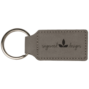2 3/4″ x 1 1/4″ Gray Laserable Leatherette Rectangle Keychain