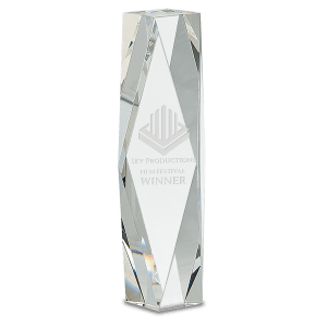 10″ Clear Crystal Facet Tower
