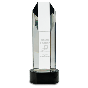 10 3/4″ Octagon Slant-Top Crystal on Black Pedestal Base