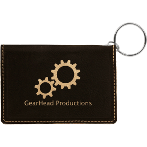 4 1/4″ x 3″ Black/Gold Laserable Leatherette Keychain ID Holder