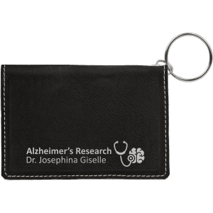 4 1/4″ x 3″ Black/Silver Laserable Leatherette Keychain ID Holder