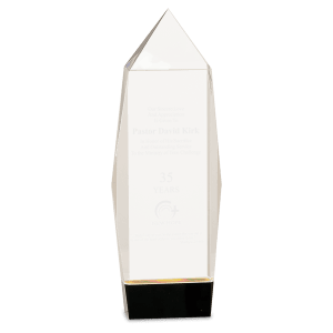 10″ Clear Crystal Facet Rectangle on Black Base