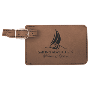 4 1/4″ x 2 3/4″ Dark Brown Laserable Leatherette Luggage Tag