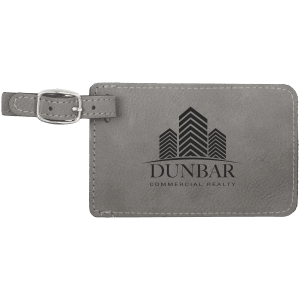 4 1/4″ x 2 3/4″ Gray Laserable Leatherette Luggage Tag