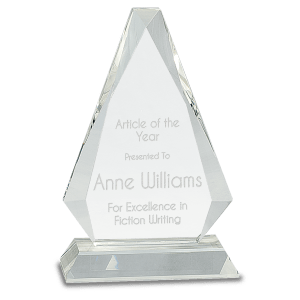 8″ Clear Crystal Triangle on Clear Pedestal Base