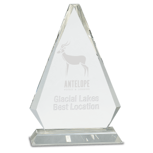 10 3/4″ Clear Crystal Triangle on Clear Pedestal Base