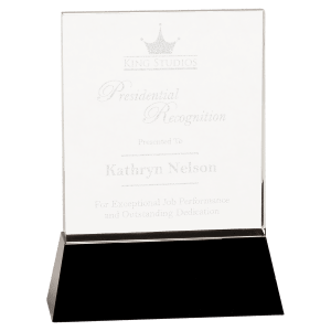 8″ Clear Crystal Rectangle Wedge on Black Base